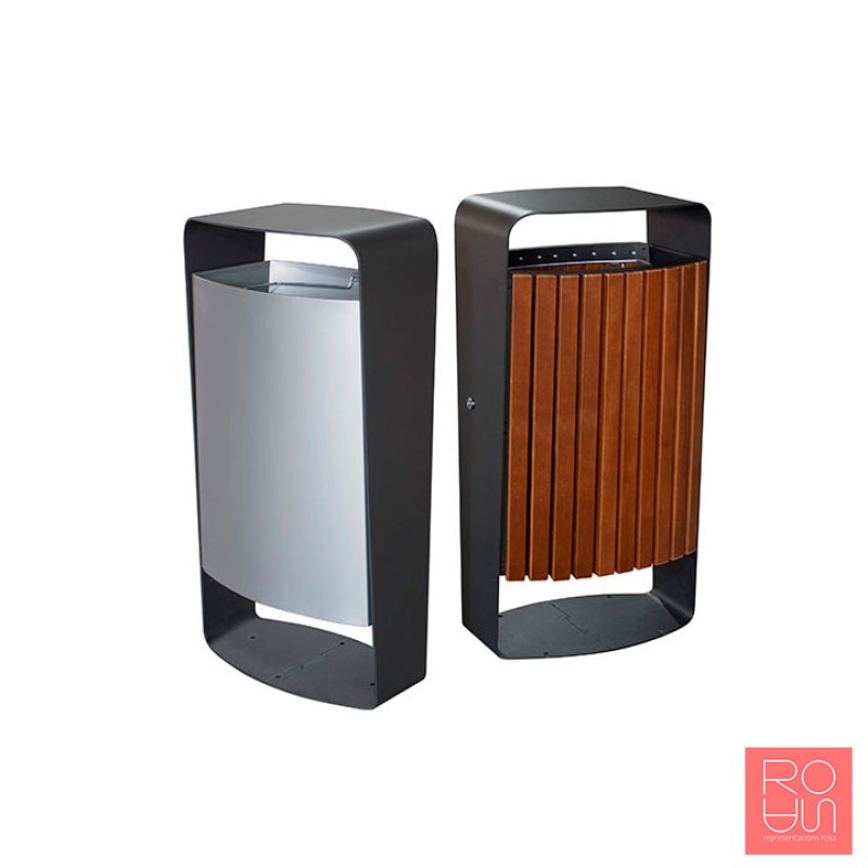 Paperera urbana amb llistons de fusta model Màlaga